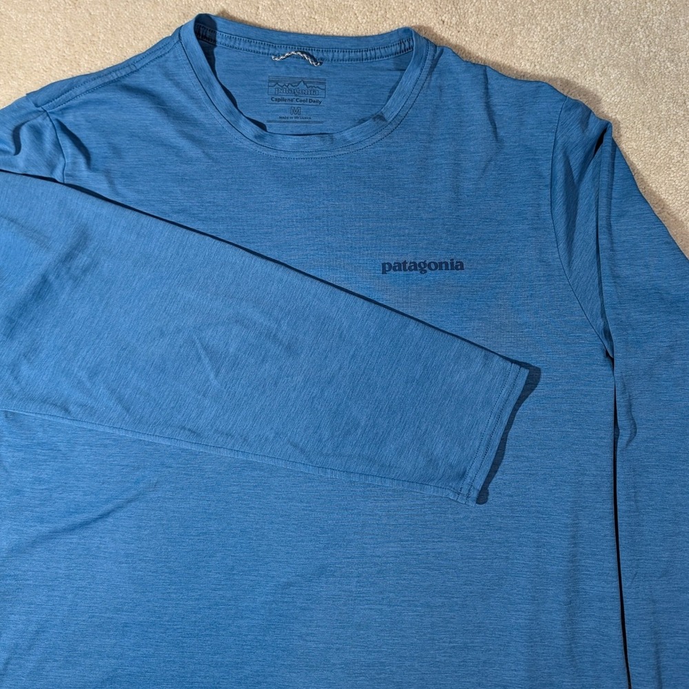 Patagonia Capilene Cool Daily Long Sleeve Shirt Mens Medium Blue Graphic 45170